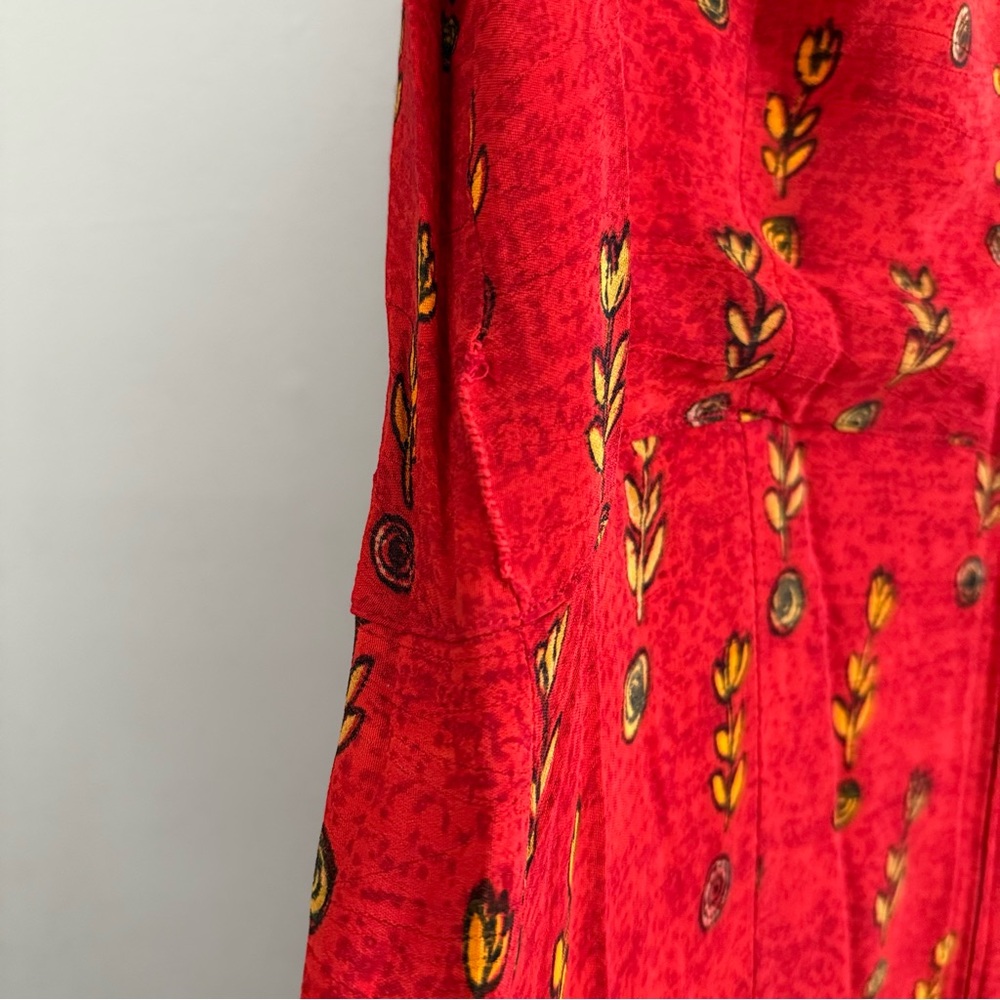 Vintage 90s Red Sleeveless Floral Summer Dress size 8 - Picture 9 of 9